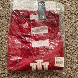 Adidas Red and White Sports Shorts